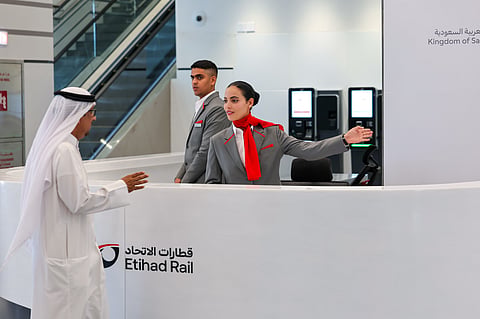 Etihad rail Fujairah passenger station and the train ride during a media preview. 