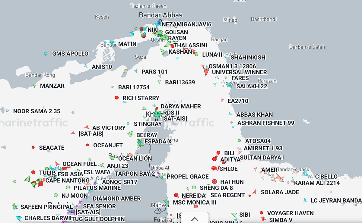 Marine traffic around Hormuz Straight as of early Thursday (May 21, 2026). Industry guidance still highlights high risks with every crossing as uncertainty persists over conditions in the Gulf.