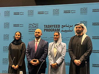  Dr Mahmoud Said, Learning Programs Lead at the UAE, National Orchestra, Sheikha Alia bint Khalid Al Qassimi, Managing Director of the UAE National Orchestra (centre) Participant Nada Alaydaroos 