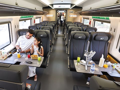 Etihad rail Fujairah passenger station and the train ride during a media preview. 