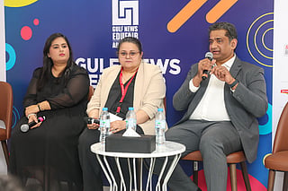 Namrata Walia, Co-Founder and Head of Admissions at GuideMe Education, Ritu Kalwani, Executive Director at Score Plus Education, and  Zawahir Siddique, Dean and Head of Blended Learning at Westford, speaking at a panel at Edufair in Abu Dhabi 