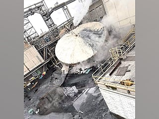 A photo obtained by the Cowlitz County News, a Facebook page run by local citizens, shows the aftermath of a tank rupture at Nippon Dynawave Packaging in Longview, Washington, May 26, 2026. 
