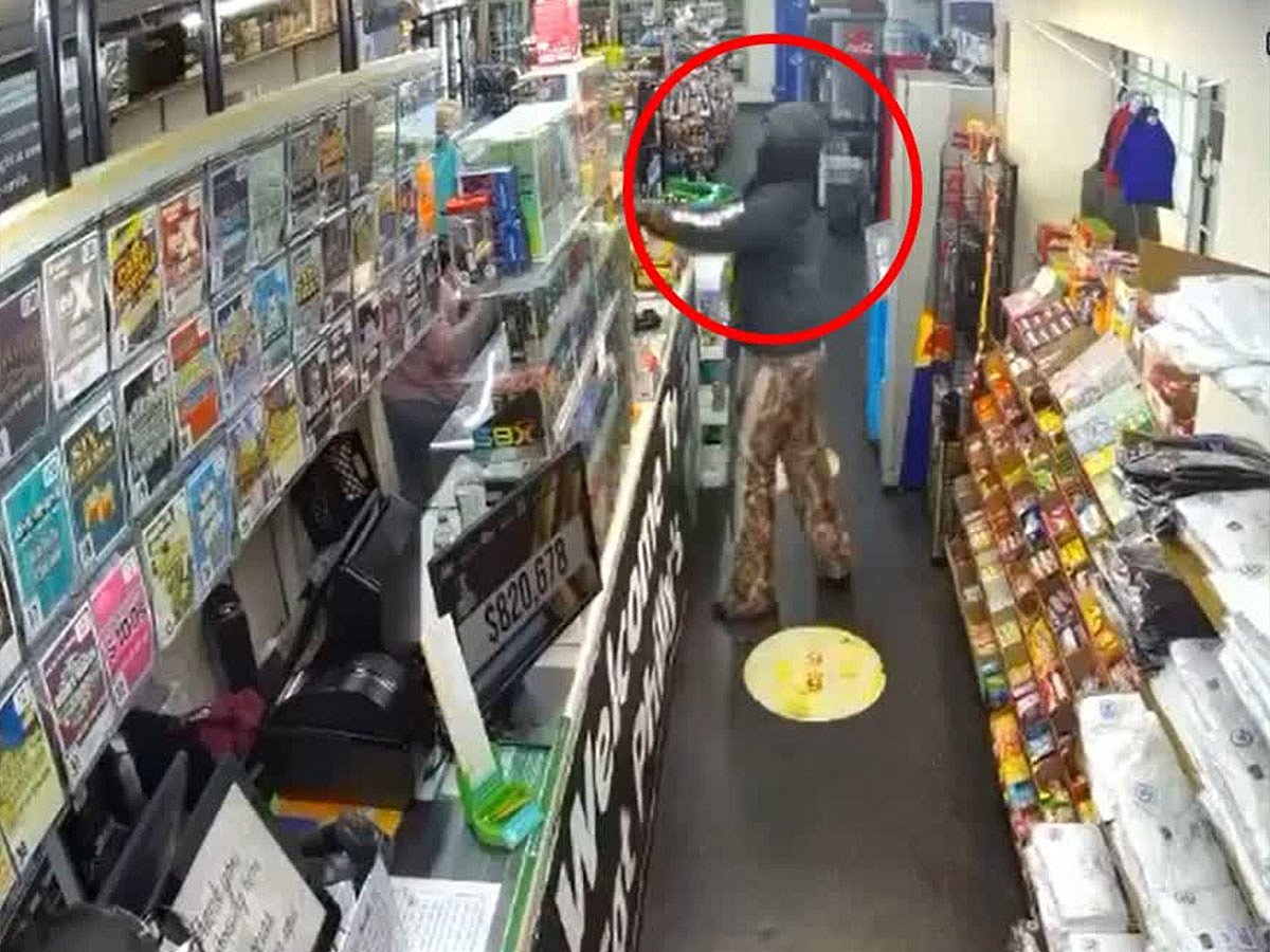 CCTV footage shows the suspected attacker opening fire inside the supermarket during the shooting incident.