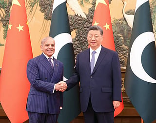 Pakistan's Prime Minister Shehbaz Sharif with China's President Xi Jinping.