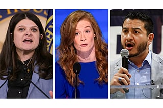 This combination of photos shows Rep. Haley Stevens, D-Mich., Feb. 6, 2025, in Washington, left, Michigan state Sen. Mallory McMorrow, D-Royal Oak, Aug. 19, 2024, in Chicago, center, and Abdul El-Sayed in Detroit on July 28, 2018.
