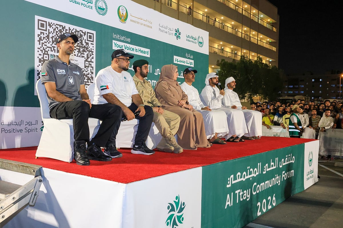 Labourers share feedback with Dubai Police during the ‘Your Voice is Heard’ forum.