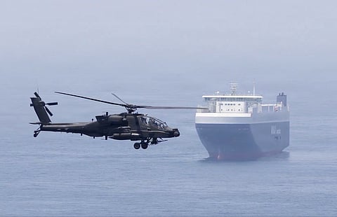 A US F-35 fighter jet flying over the Gulf. At the centre of the US-Iran dispute are two issues that negotiators have struggled to resolve for months: Iran’s stockpile of highly-enriched uranium and the future status of the Strait of Hormuz.
