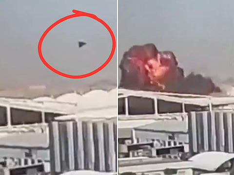 CCTC footage shows the moment the Kuwait International Airport terminal was hit by Iranian Shahed-136 drone. 