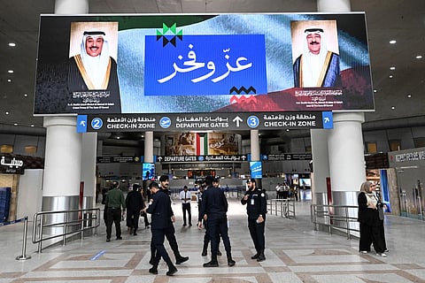 Security officers  at the Kuwait International Airport on June 1, 2026, when the airport resumed operations following a phased reopening plan.