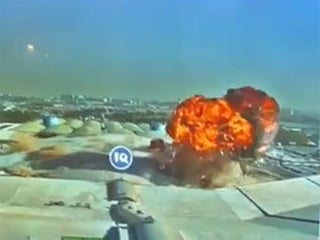 CCTC footage shows the moment the Kuwait International Airport terminal was hit by Iranian Shahed-136 drone. 