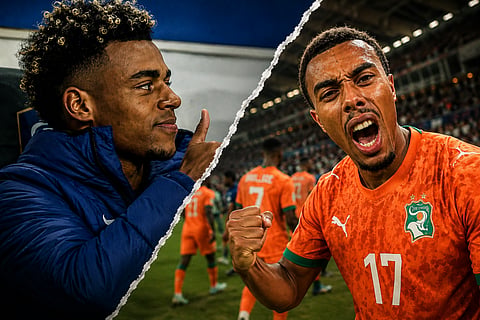 Guela Doue scores for Ivory Coast against France