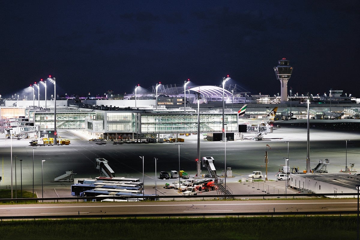 The tower is seen at the Munich International Airport in Munich, southern Germany, on June 7, 2026.