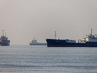Vessels sail at Suru Beach in Bandar Abbas along the Strait of Hormuz.