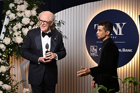 John Lithgow and Jordan Fisher attend The 79th Annual Tony Awards First Impression's Presented by City National Bank at Radio City Music Hall on June 07, 2026 in New York City.