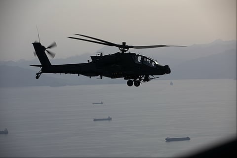 A US Army Apache attack helicopter crashed on Tuesday in the vicinity of the Strait of Hormuz. President Donald Trump said the two crew members aboard were not injured in the incident near the strategic waterway that Iran has effectively closed during the war.