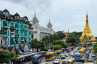 A busy city in Yangon, Myanmar. An American diplomat was found dead in Myanmar’s largest city and a Thai woman has been detained.