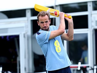 Harry Kane bats during England training