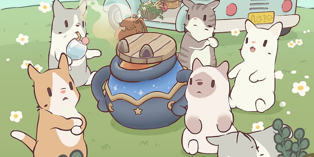 Cats and Soup is an idle game in which you place different cats in a forest kitchen, watch them chop vegetables and stir pots, and gradually expand your operation by unlocking new recipes, stations and decorations.