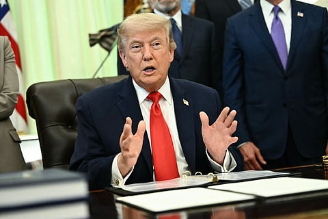 US President Donald Trump speaks before signing a proclamation in the Oval Office of the White House in Washington, DC, on June 11, 2026.