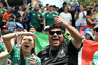 Mexican fans cheer at a watch party before the opening match of the 2026 World Cup football tournament at the FIFA Fan Zone in Houston, Texas, on June 11, 2026.