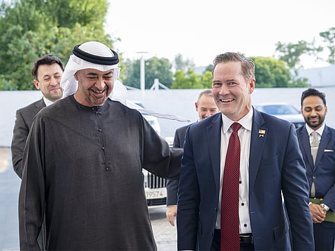 Sheikh Mohamed receives Ambassador Mike Waltz.