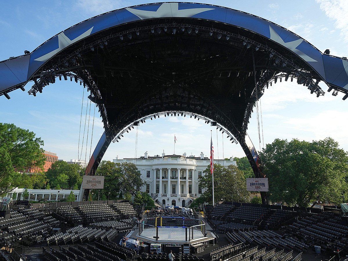 The arena for the UFC Freedom 250 fights on the South Lawn of the White House, in Washington.
