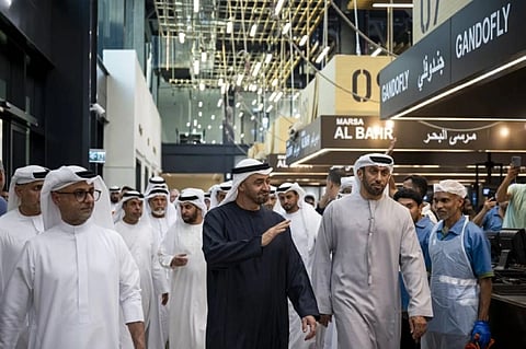 President His Highness Sheikh Mohamed bin Zayed Al Nahyan toured the Fish Market at Abu Dhabi’s Mina Zayed on Sunday.