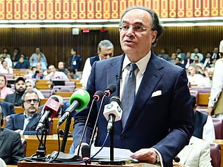 Pakistan Finance Minister Muhammad Aurangzeb presenting the Rs18.77 trillion federal budget in the parliament on June 12. 