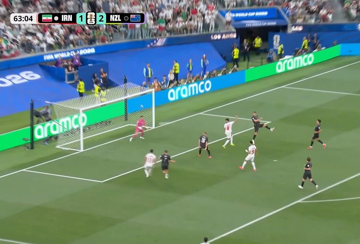 Mohammad Mohebi heads home the equaliser in the 63rd minute from a cross by Ramin Rezaeian at SoFi Stadium in Californian during their FIFA World Cup opener vs New New Zealand. Rezaeian finished with a goal and an assist.