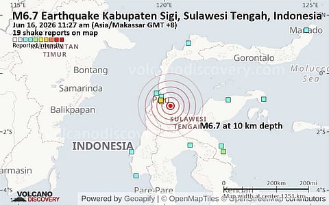 Magnitude 6.7 earthquake jolts  Indonesia’s Central Sulawesi province