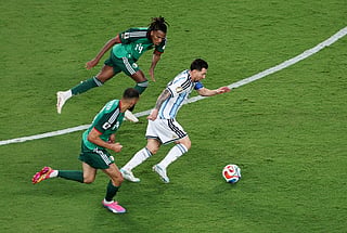 Lionel Messi #10 of Argentina runs with the ball during the FIFA World Cup 2026 Group J match between Argentina and Algeria at Kansas City Stadium on June 16, 2026 in Kansas City, Missouri.