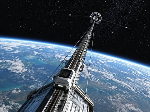 Unlike rockets, which expend enormous energy and resources with every launch, a space elevator could provide routine, electrically powered access to orbit. Picture for illustrative purposes.