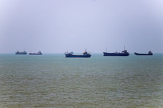 In this picture obtained from Iran's ISNA news agency on June 18, 2026, vessels are seen anchored in Bandar Abbas along the Strait of Hormuz.