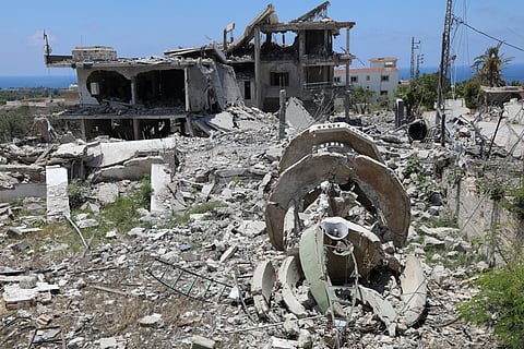 The site of an Israeli attack that destroyed houses and carpentry shops in the village of Al-Qlailah in the Tyre district in southern Lebanon.