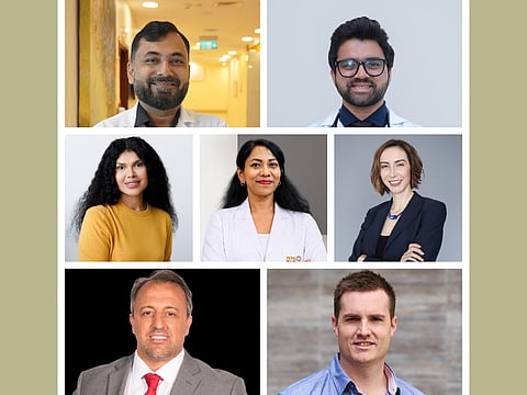 Clockwise from top left: Dr. Vishal Rajmal Mehta, Dr. Smit Mehul Vadodariya, Dr. Kirin Hilliar, Dr. Nirosha Ponnuraj, Nargiza Noimann Zander, Dr. Alexandre Machado, and Mark Samways