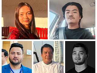 Clockwise from top left: Ithalia Peace, Dipesh Gurung, Riz Reveral, Deepak Khatri, and Kamal Jung Karki
