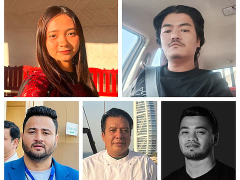 Clockwise from top left: Ithalia Peace, Dipesh Gurung, Riz Reveral, Deepak Khatri, and Kamal Jung Karki