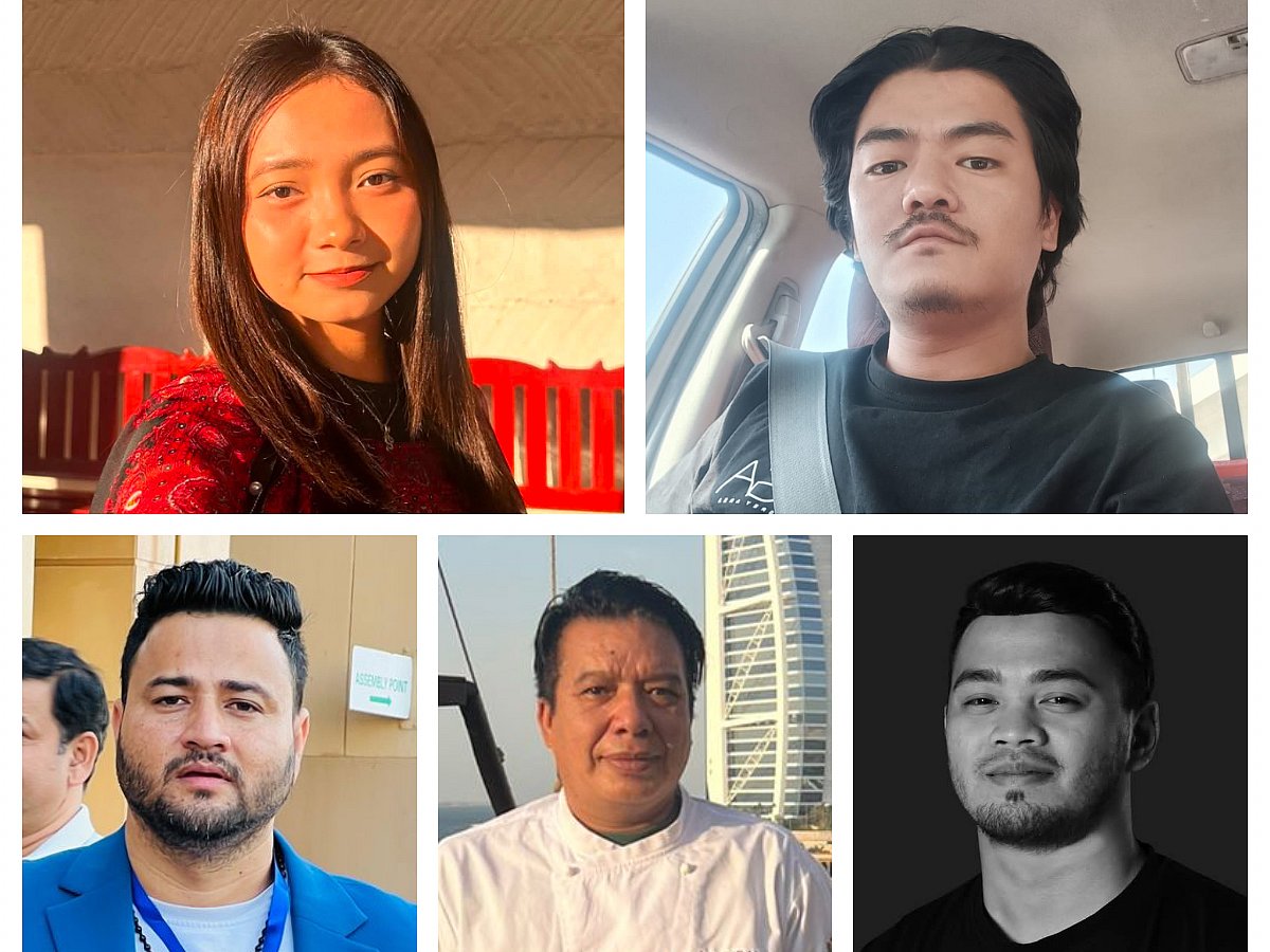 Clockwise from top left: Ithalia Peace, Dipesh Gurung, Riz Reveral, Deepak Khatri, and Kamal Jung Karki