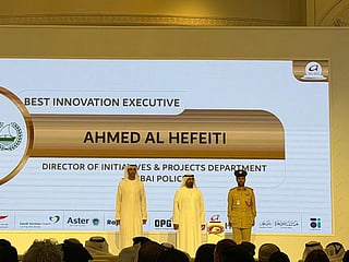 Dubai Police celebrate winning 16 awards at the Dubai Quality Group Awards.