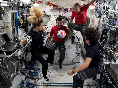 Astronauts aboard the ISS test how the Adidas-made Trionda behaves in microgravity.