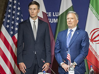Us President's son-in-law Jared Kushner (L) and US President's special envoy Steve Witkoff stand prior to a quadrilateral meeting between the United States, Iran, Pakistan and Qatar at the Burgenstock luxury hotel complex overlooking Lake Lucerne, Switzerland, on June 21, 2026, as part of high-level talks aimed at advancing a deal to end the Middle East conflict.