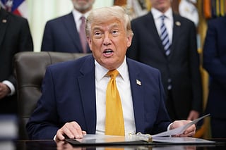 President Donald Trump delivers remarks before signing an executive order in the Oval Office of the White House on June 22, 2026 in Washington, DC. President Trump signed two orders on quantum computing.