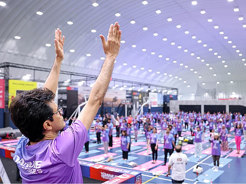 Over 500 Dubai residents join Anis Sajan for International Yoga Day Session at Danube Sports World