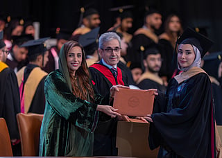 Sheikha Bodour bint Sultan Al Qasimi honouring students during the largest ever graduation ceremony at the AUS