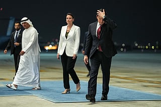 US Secretary of State Marco Rubio adjusts his hair following his arrival at al-Bateen Executive Airport in Abu Dhabi on June 23, 2026, on the first stop of a tour of Gulf states aimed at showing solidarity with key allies hit hard by the Middle East war.