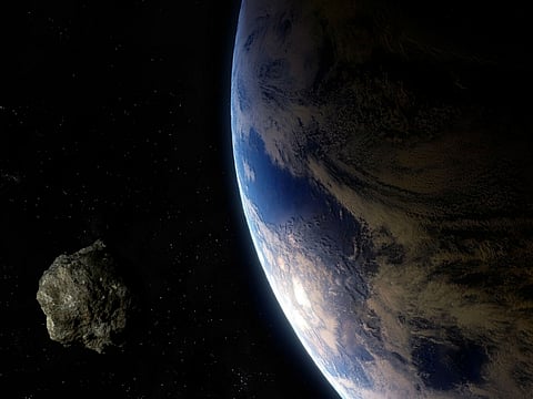 The asteroid will come within 2,560,000 kilometres of Earth on Saturday . For illustrative purposes only