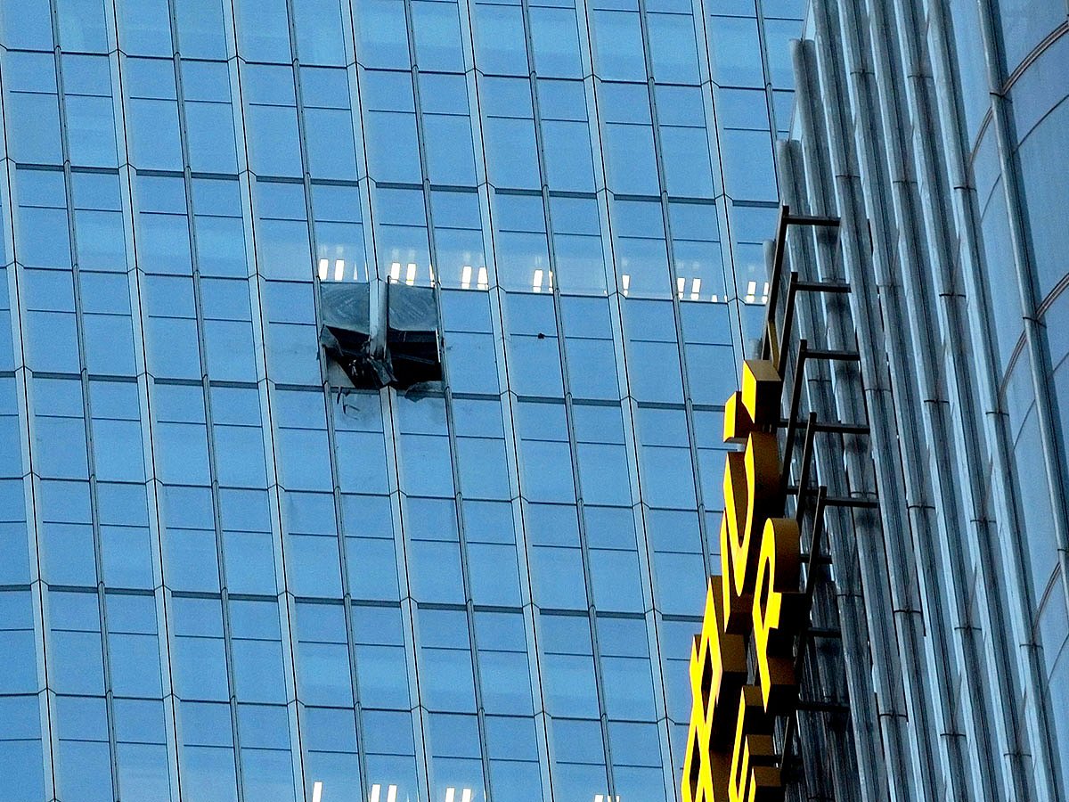 The aircraft, described by witnesses as roughly the size of a car, slammed into the 109-storey CITIC Tower shortly before 6pm local time.