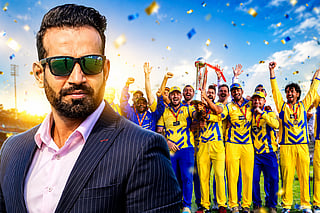 Irfan Pathan's Ghent Gladiators celebrate after winning the inaugural EUT20 Belgium title.