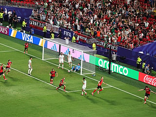 Sasa Kalajdzic #14 of Austria celebrates scoring his team's third goal during the FIFA World Cup 2026 Group J match against Algeria at Kansas City Stadium on June 27, 2026 in Kansas City, Missouri.