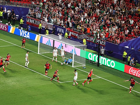 Sasa Kalajdzic #14 of Austria celebrates scoring his team's third goal during the FIFA World Cup 2026 Group J match against Algeria at Kansas City Stadium on June 27, 2026 in Kansas City, Missouri.